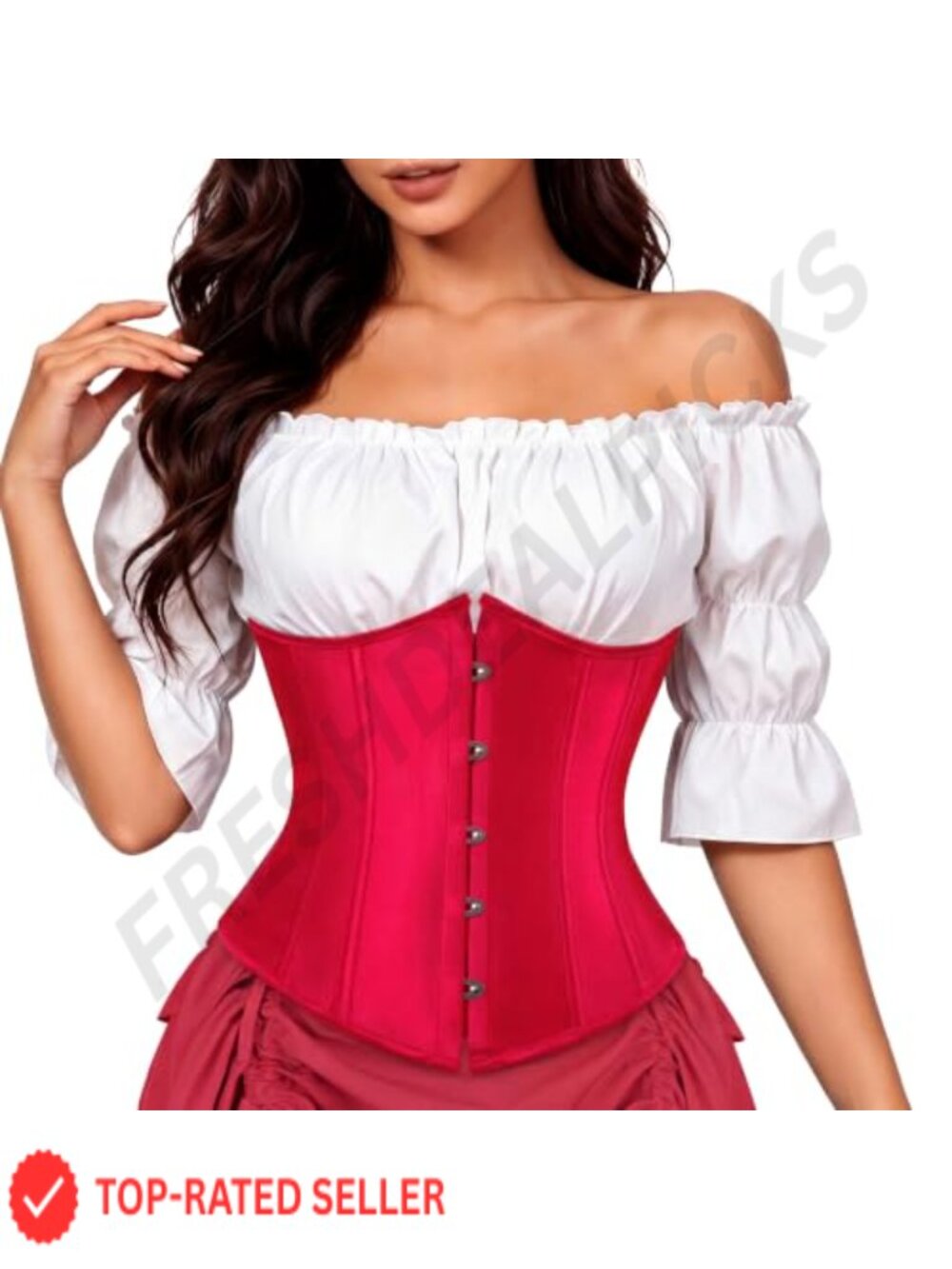 Renaissance Underbust Corset Top Women Pirate Costume Bodice